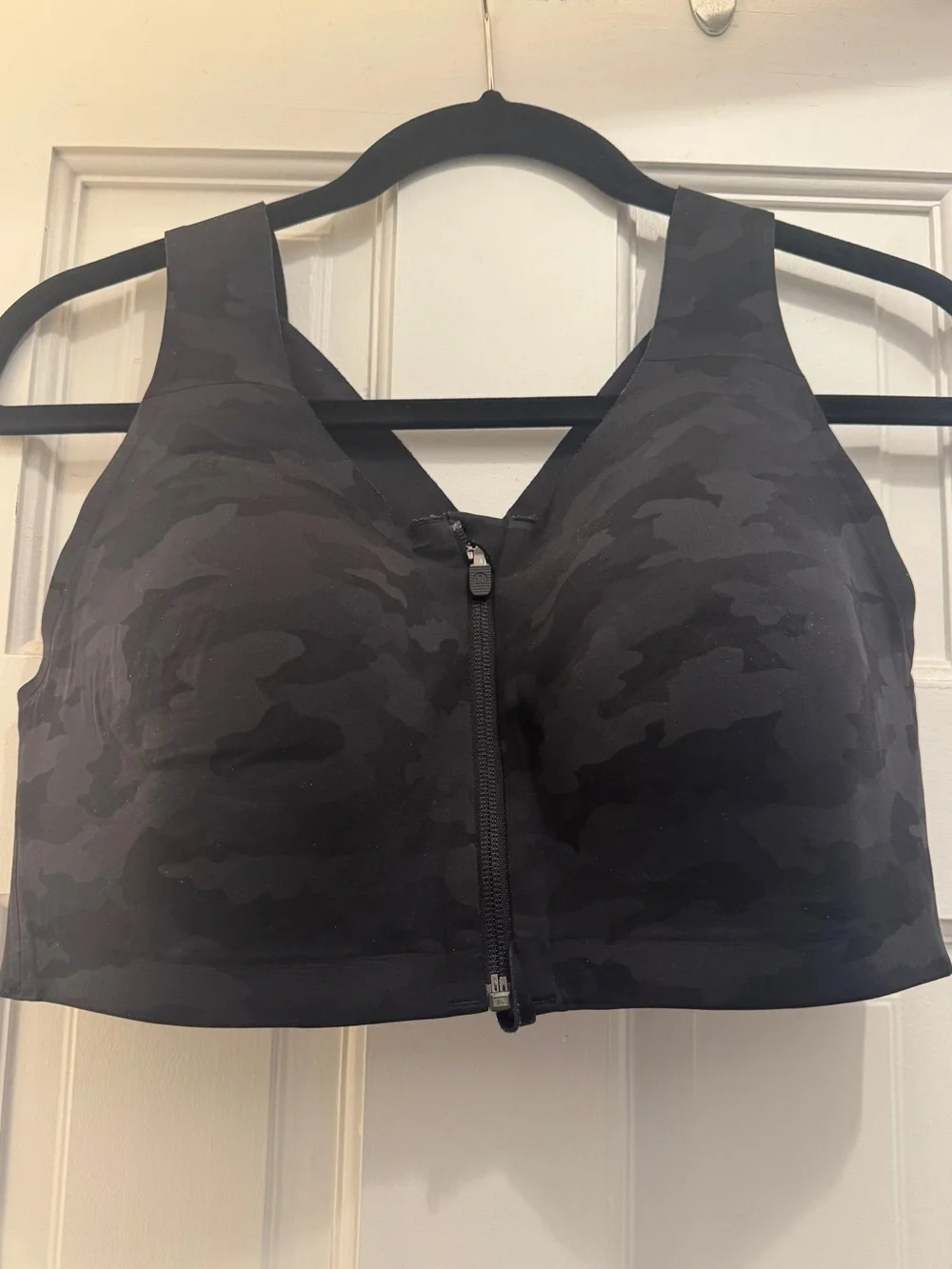Lululemon Black Camo Front-Zip Sports Bra
